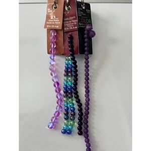 Bead Landing & Bead Treasures Glass Acrylic Beads Lot Purple Blue Iridescent 4ct